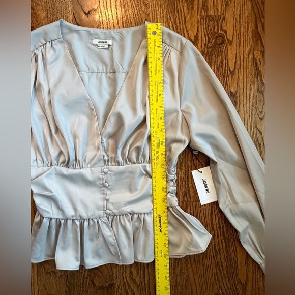 Jason Wu Peplum Ruffle Blouse – Gray Silver – Size S – NWT - Picture 8 of 10